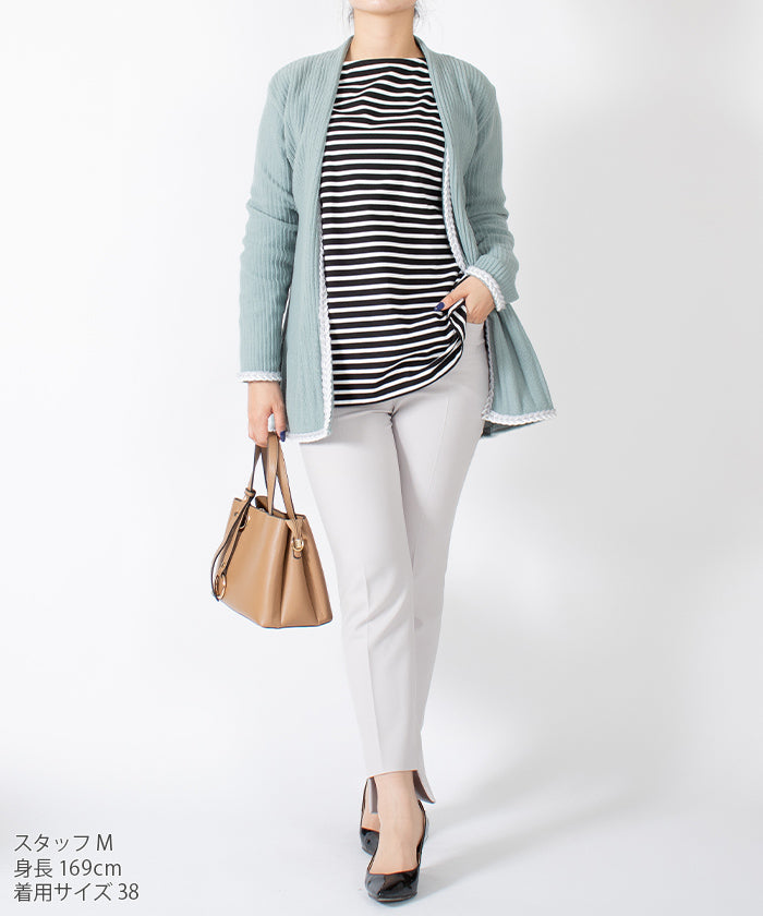 La Gioconda LA JOCONDE 【Washable】 Cotton Border Cut and Sew Top