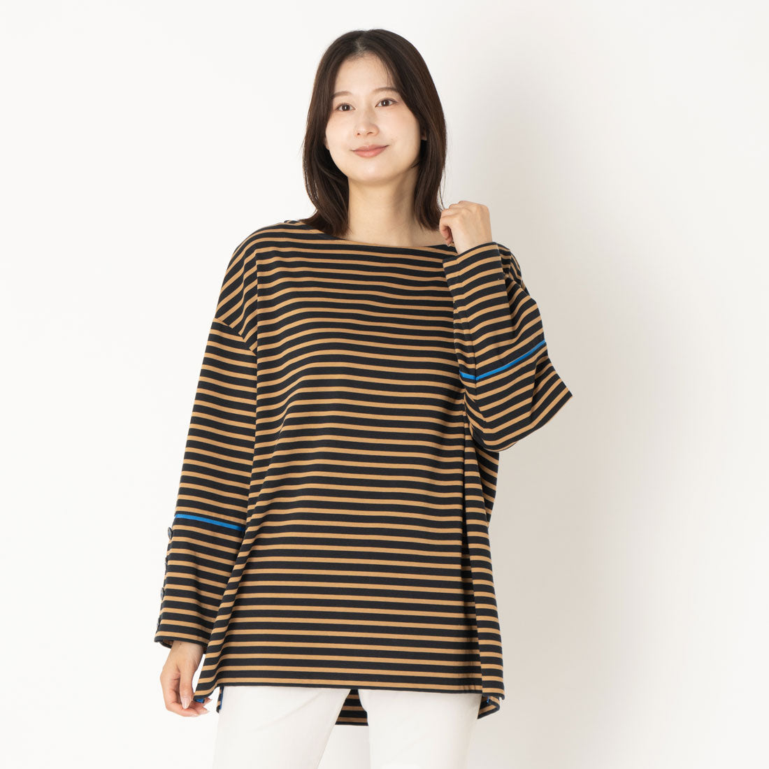 La Gioconda LA JOCONDE 【Washable】 Cotton Border Cut and Sew Top