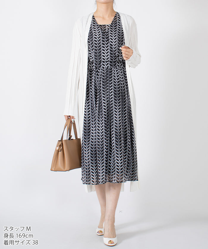 LAPINE BLANCHE Cashmere-style Flare Chiffon Dress / Flower Pattern Print