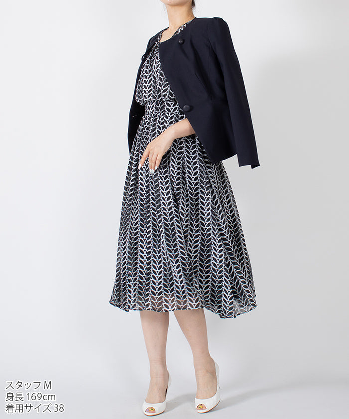 LAPINE BLANCHE Cashmere-style Flare Chiffon Dress / Flower Pattern Print