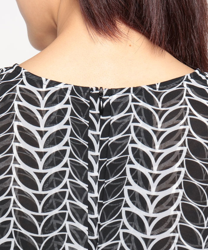 LAPINE BLANCHE Cashmere-style Flare Chiffon Dress / Flower Pattern Print