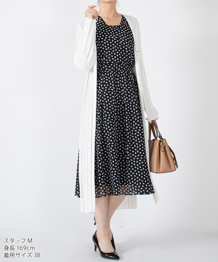 LAPINE BLANCHE Cashmere-style Flare Chiffon Dress / Flower Pattern Print