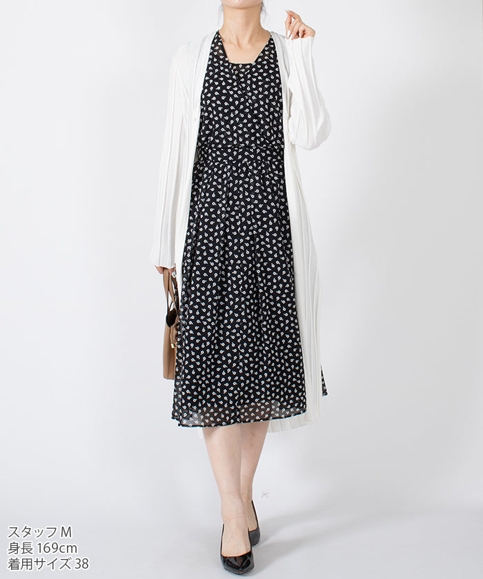 LAPINE BLANCHE Cashmere-style Flare Chiffon Dress / Flower Pattern Print