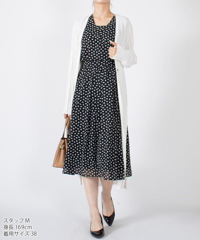 LAPINE BLANCHE Cashmere-style Flare Chiffon Dress / Flower Pattern Print