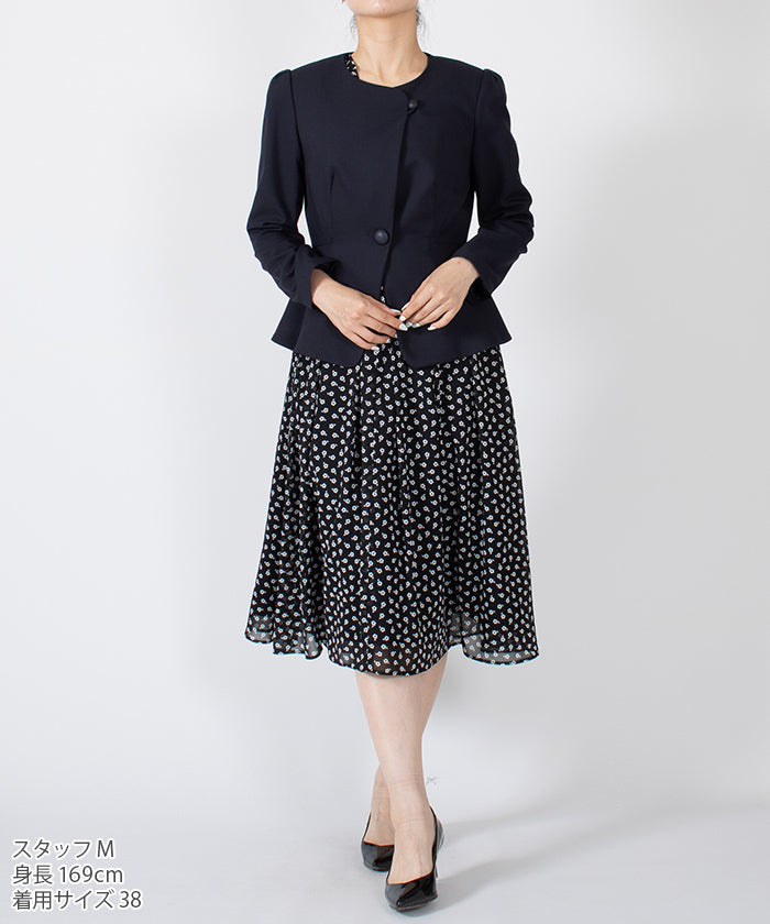 LAPINE BLANCHE Cashmere-style Flare Chiffon Dress / Flower Pattern Print