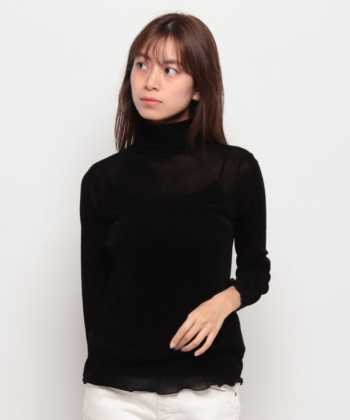 LAPINE BLANCHE 【Washable】 Flocked Tulle High Neck Pullover