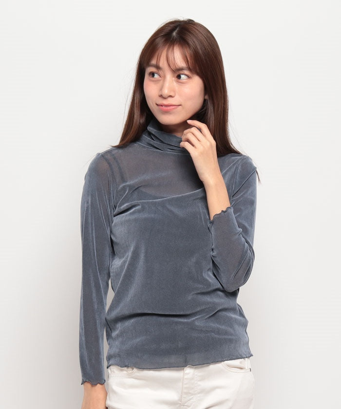 LAPINE BLANCHE 【Washable】 Flocked Tulle High Neck Pullover