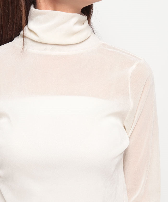 LAPINE BLANCHE 【Washable】 Flocked Tulle High Neck Pullover