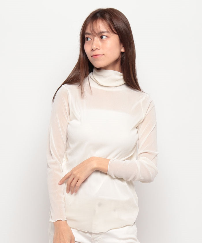LAPINE BLANCHE 【Washable】 Flocked Tulle High Neck Pullover