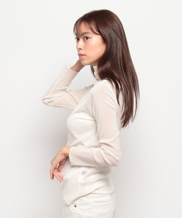 LAPINE BLANCHE 【Washable】 Flocked Tulle High Neck Pullover
