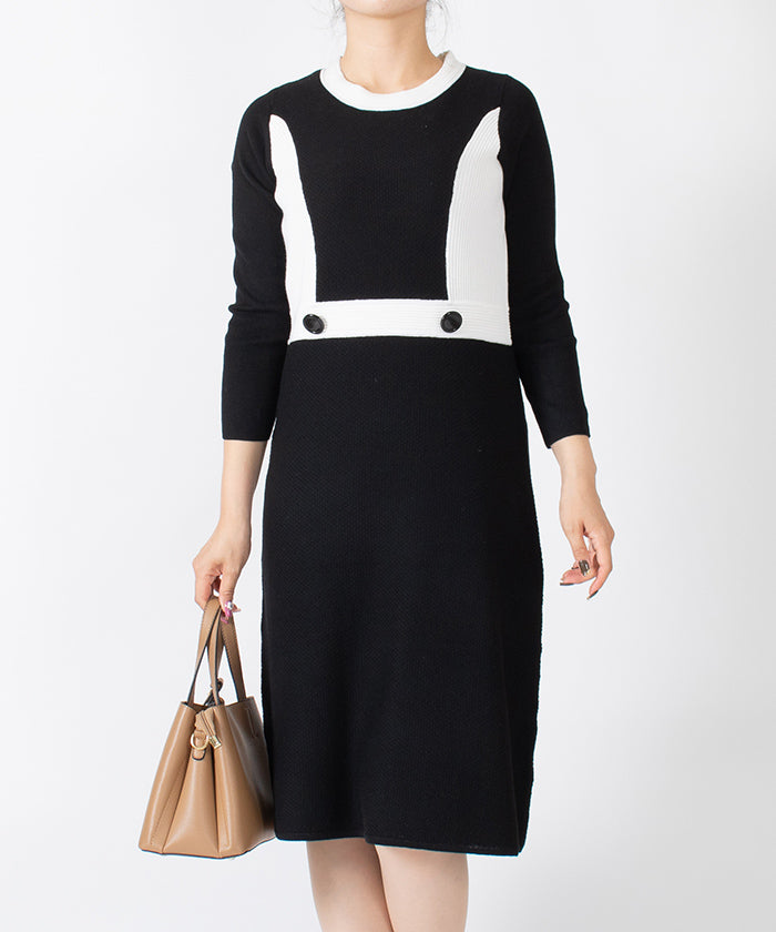 Lapine Blanche Trimming Knit Dress