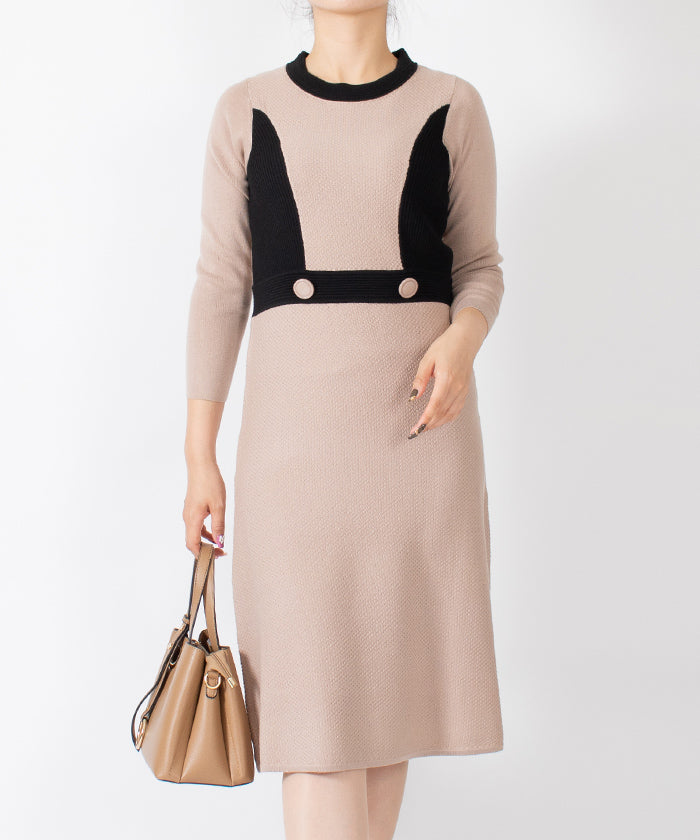 Lapine Blanche Trimming Knit Dress