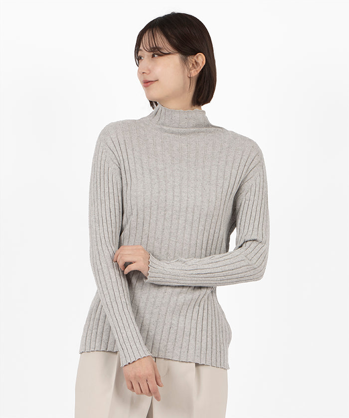 ラピーヌ ブランシュ LAPINE BLANCHE シルク混リブボトルネックプルオーバー （グレー） グレー