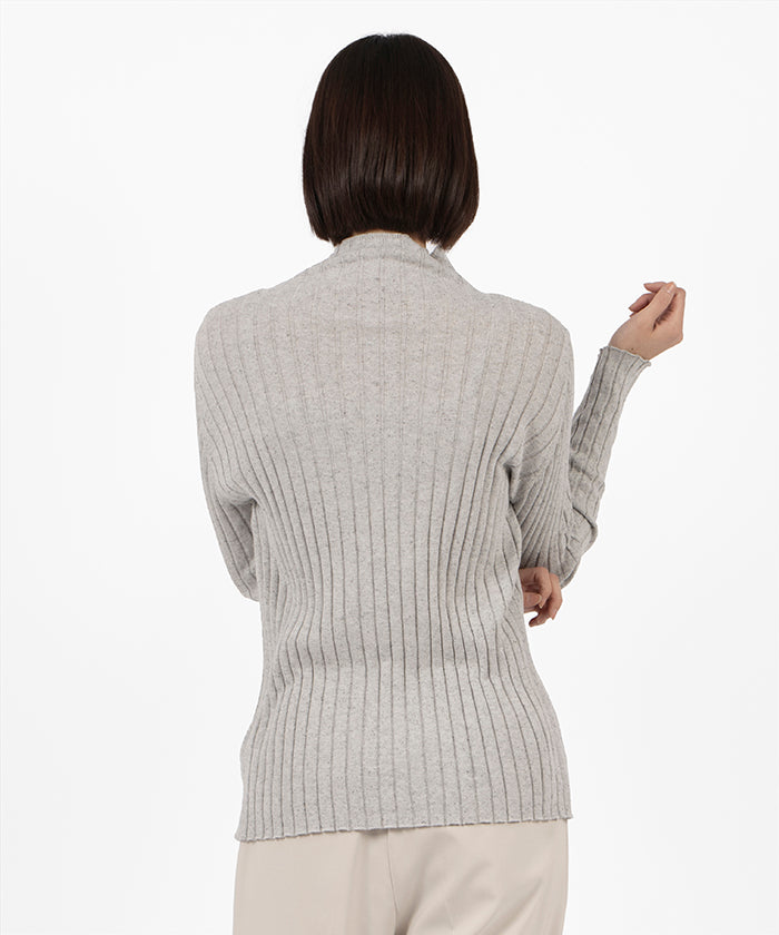 ラピーヌ ブランシュ LAPINE BLANCHE シルク混リブボトルネックプルオーバー （グレー） グレー