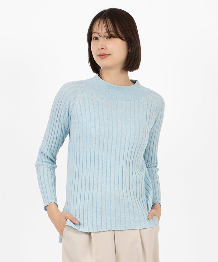 ラピーヌ ブランシュ LAPINE BLANCHE シルク混リブプルオーバー （ブルー） ブルー