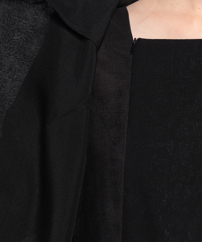 ラピーヌ フォーマル LAPINE FORMAL 【夏用喪服・礼服・フォーマル用】幾何柄ジャカード ドレス ブローチ付き （ブラック） ブラック