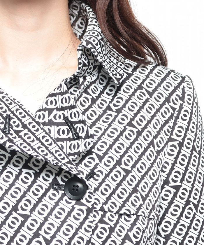 Madam Joconde Geometric Pattern Short Coat