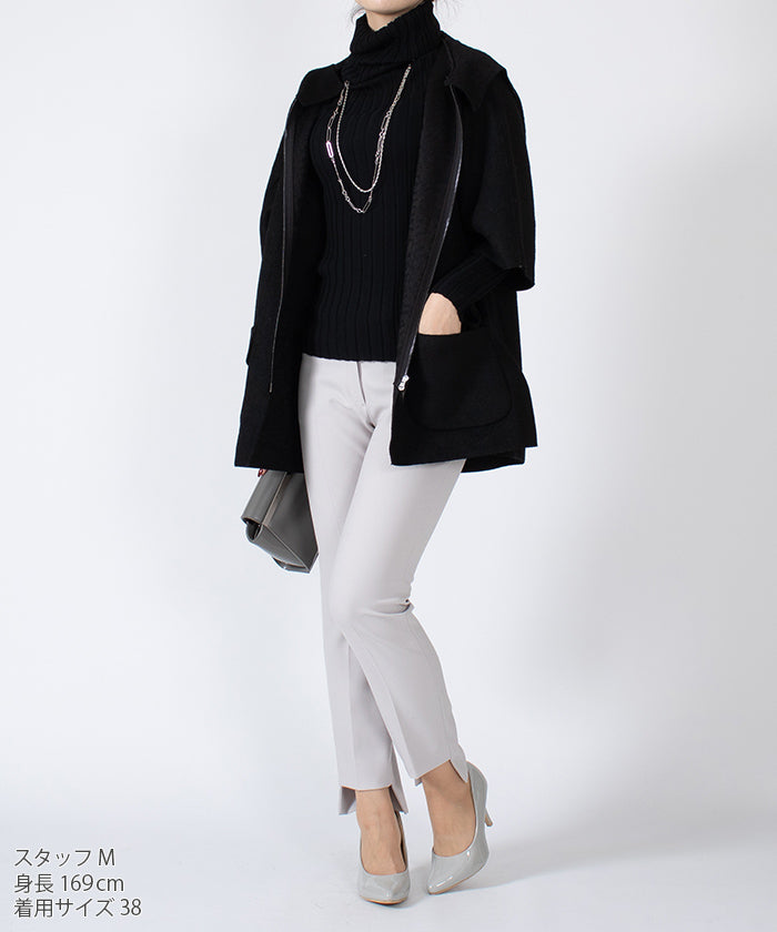 ミス ジェイ MISS J 圧縮ニットジップアップブルゾン