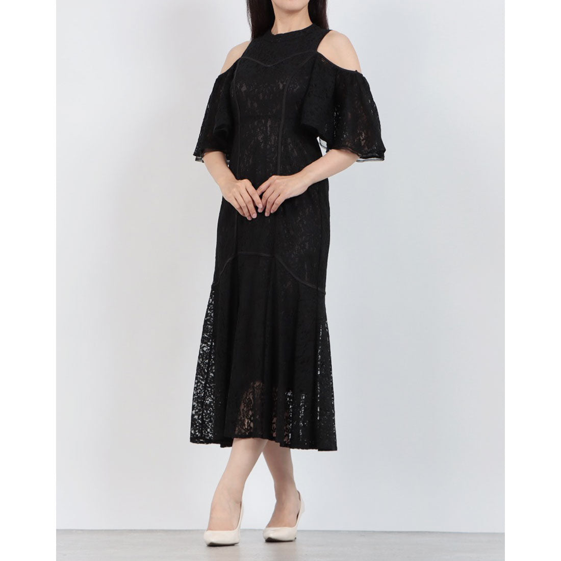 レディメイド LADYMADE 2WAYショルダーパイピングレースドレス （ブラック） ブラック