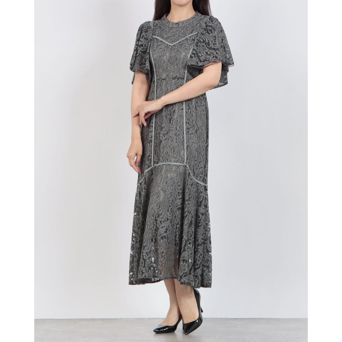 レディメイド LADYMADE 2WAYショルダーパイピングレースドレス （カーキ） カーキ