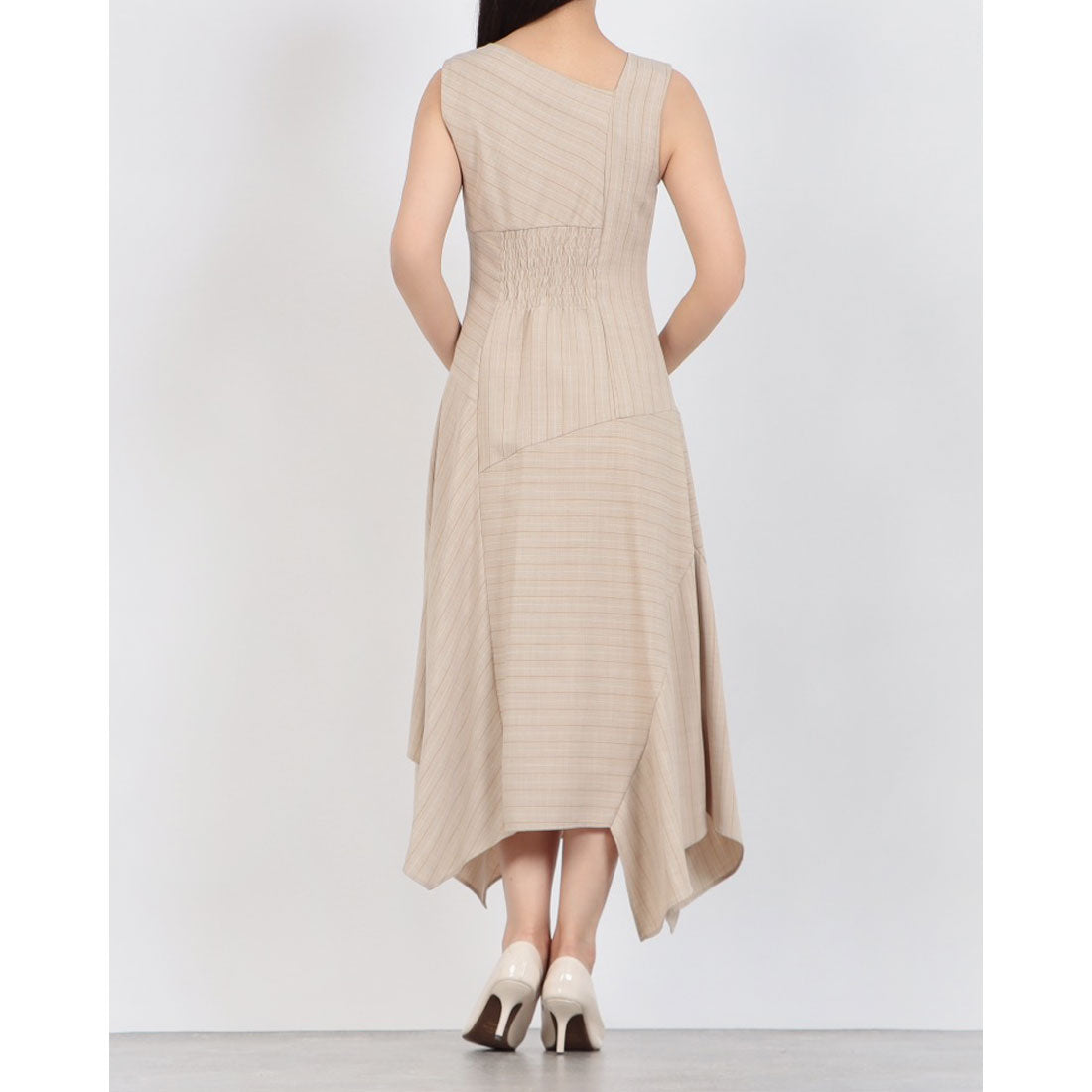 レディメイド LADYMADE アシメストライプワンピース （ベージュ） ベージュ