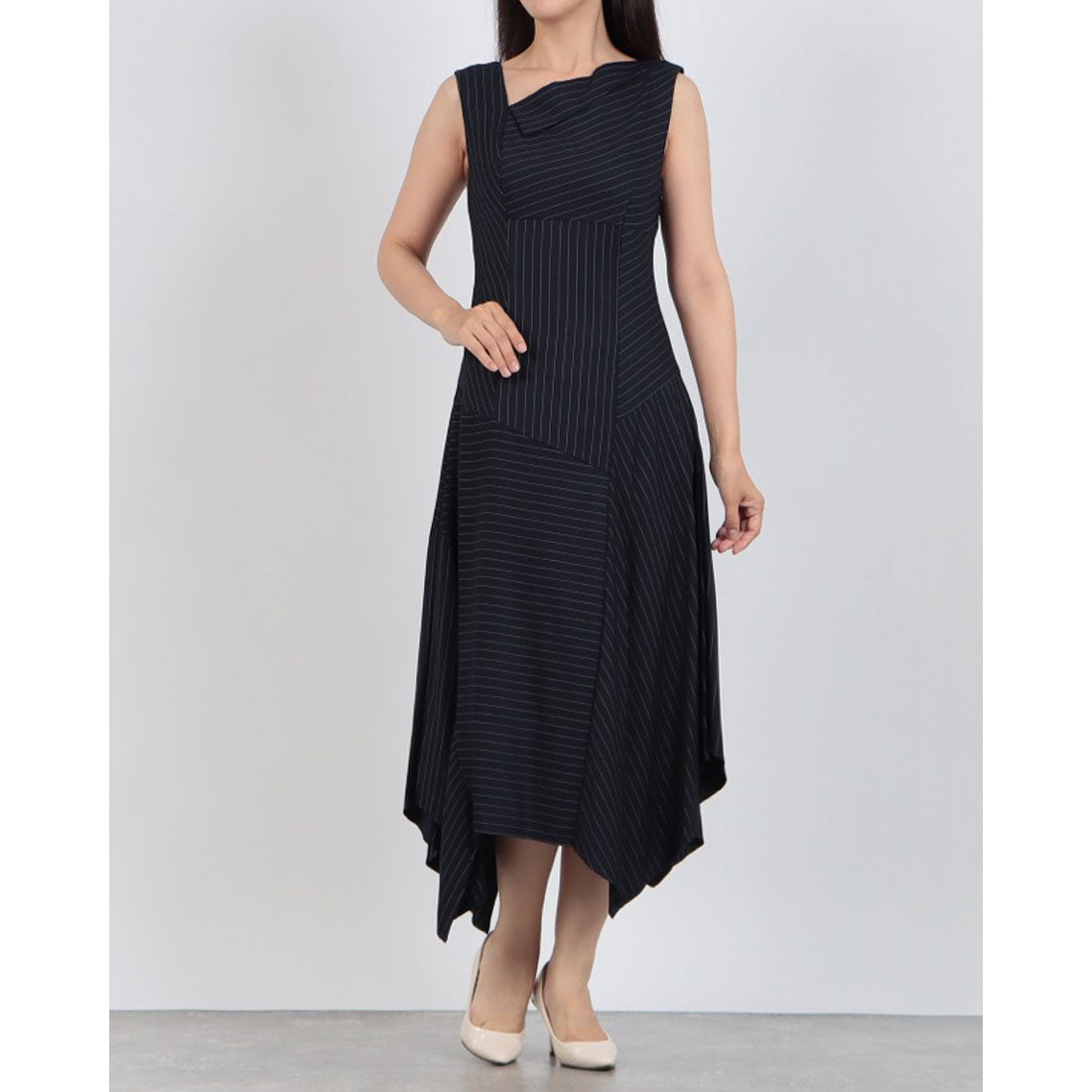 レディメイド LADYMADE アシメストライプワンピース （ネイビー） ネイビー