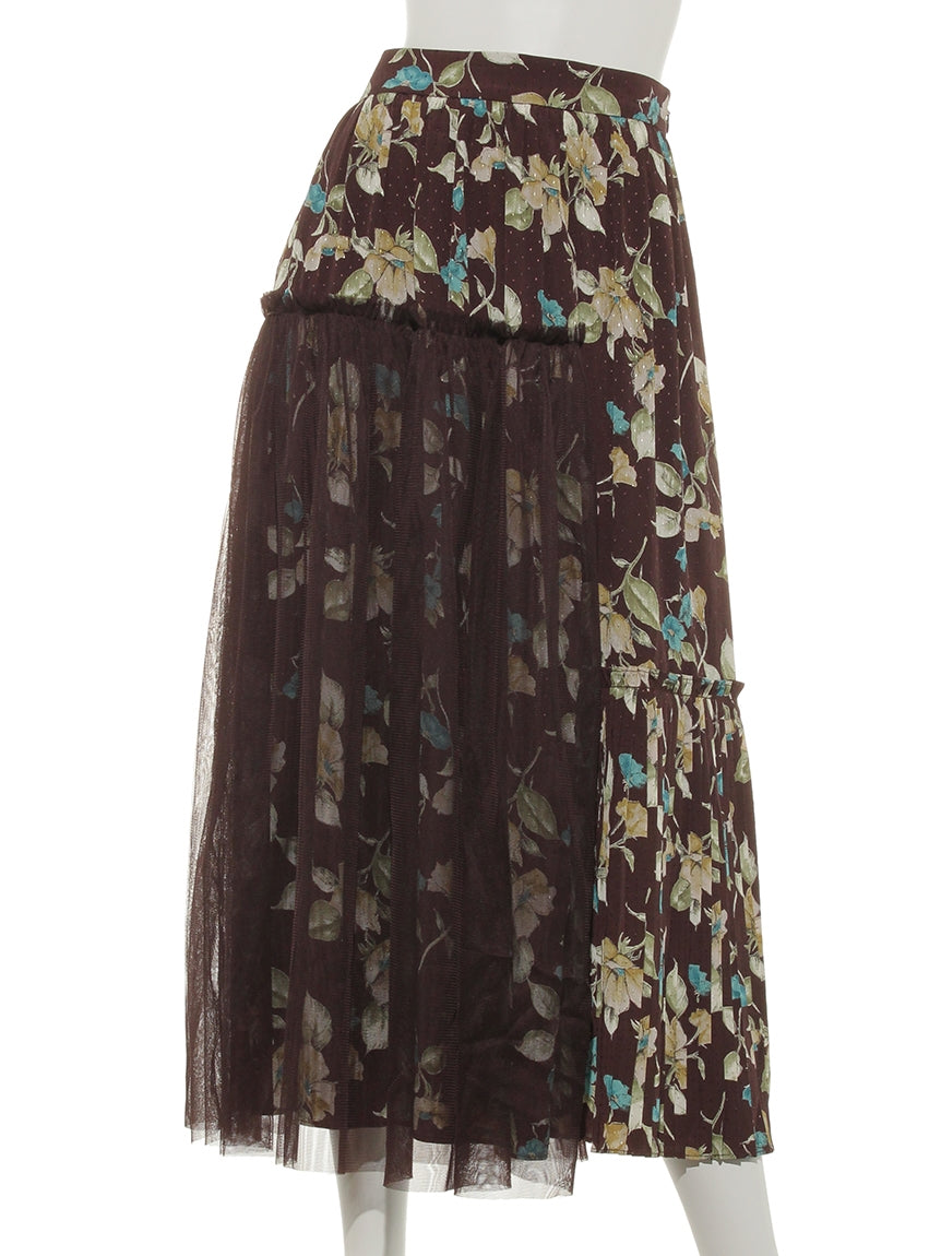 レディメイド LADYMADE Faint Flower チュールドッキングSK （ブラウン） ブラウン