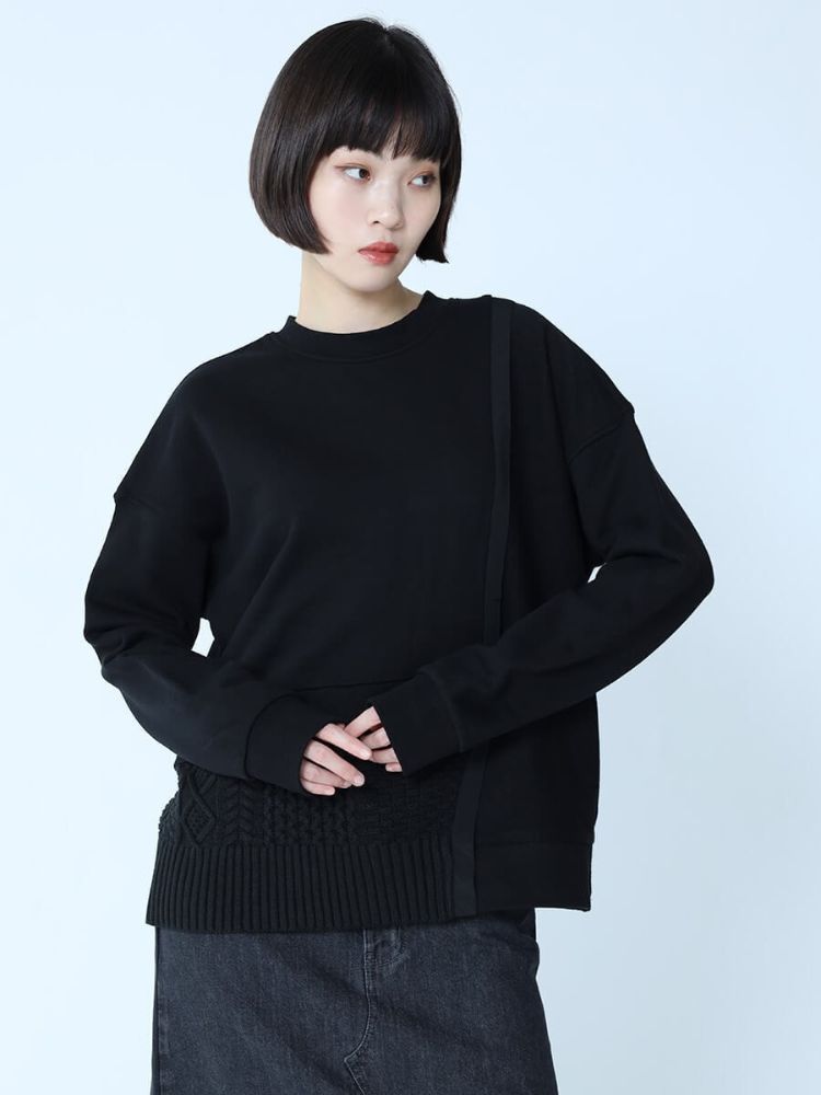 ラシュッド LASUD ニットドッキングスウェットプルオーバー （ブラック） ブラック
