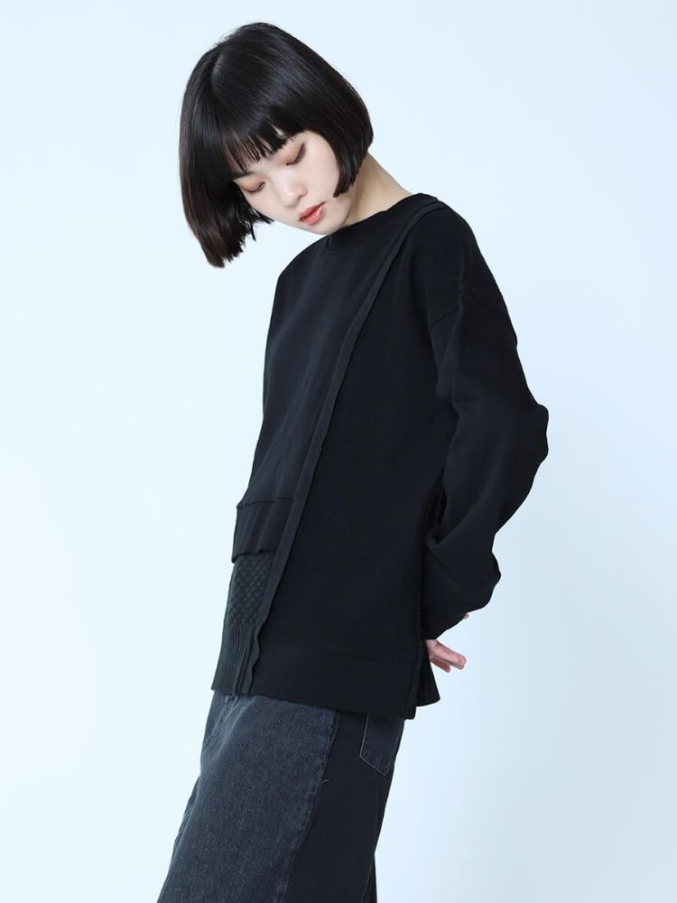 ラシュッド LASUD ニットドッキングスウェットプルオーバー （ブラック） ブラック