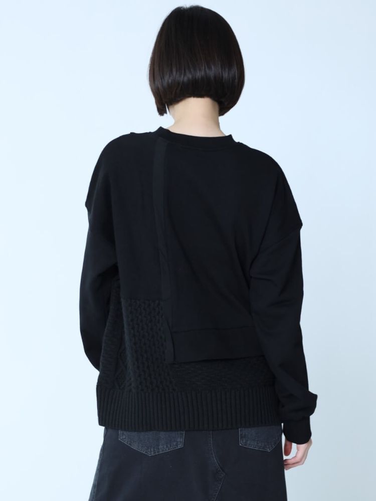 ラシュッド LASUD ニットドッキングスウェットプルオーバー （ブラック） ブラック