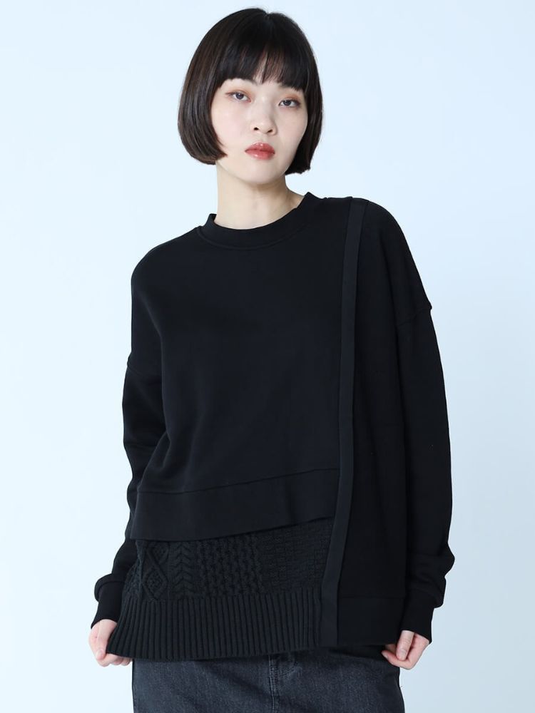 ラシュッド LASUD ニットドッキングスウェットプルオーバー （ブラック） ブラック