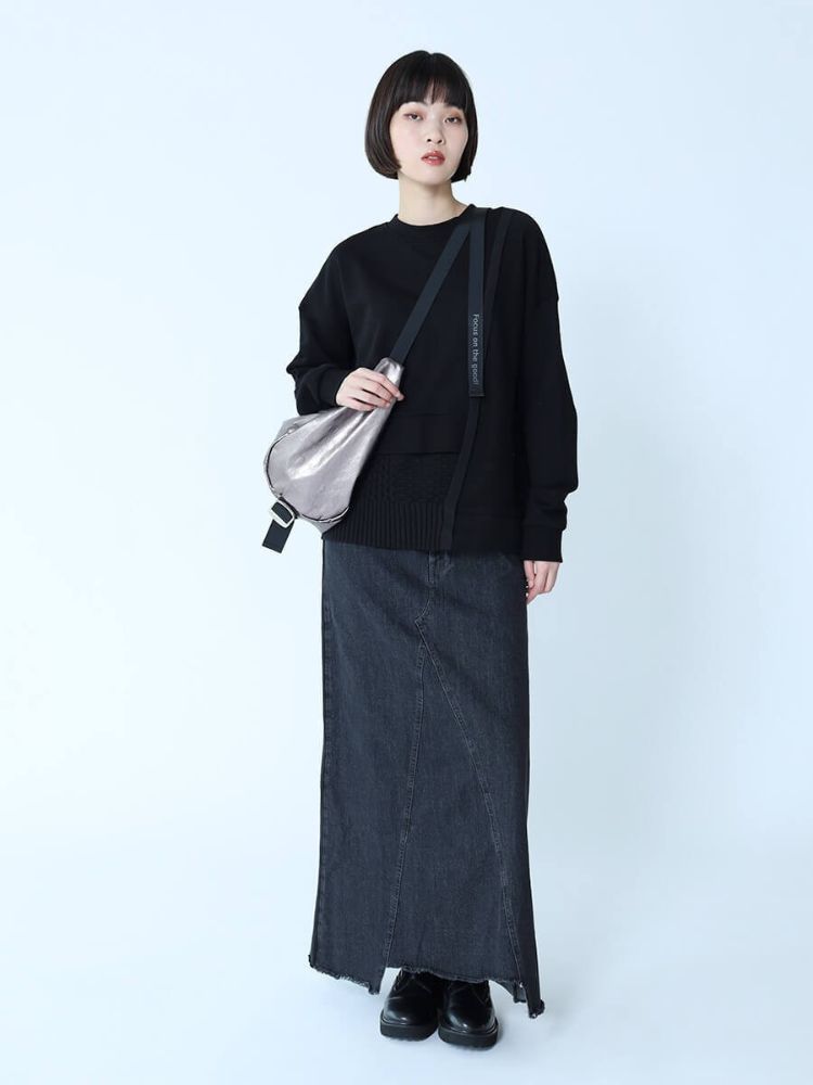 ラシュッド LASUD ニットドッキングスウェットプルオーバー （ブラック） ブラック