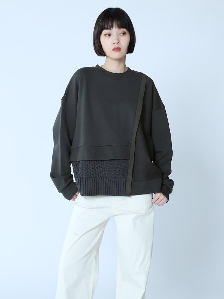 ラシュッド LASUD ニットドッキングスウェットプルオーバー （ブラック） ブラック