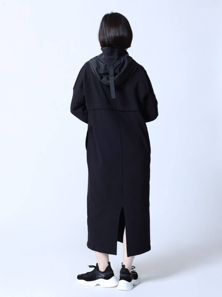 ラシュッド LASUD フード付きハーフジップワンピース