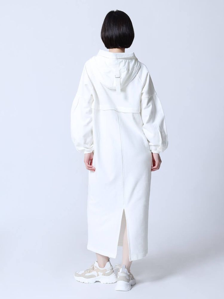ラシュッド LASUD フード付きハーフジップワンピース