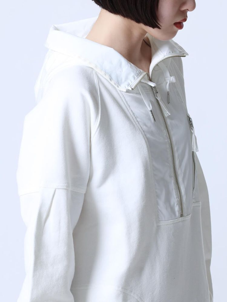 ラシュッド LASUD フード付きハーフジップワンピース