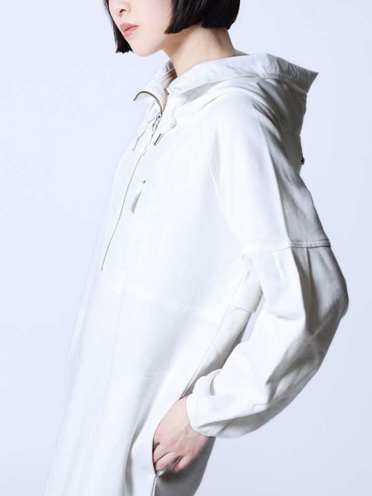 ラシュッド LASUD フード付きハーフジップワンピース