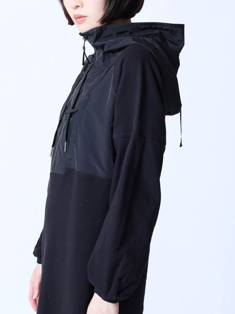 ラシュッド LASUD フード付きハーフジップワンピース