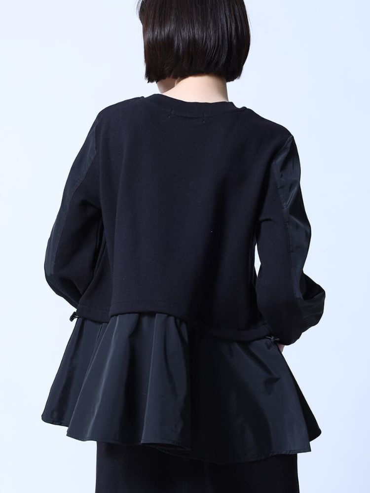 ラシュッド LASUD サイドボタンフレアヘムカットソー （ブラック） ブラック