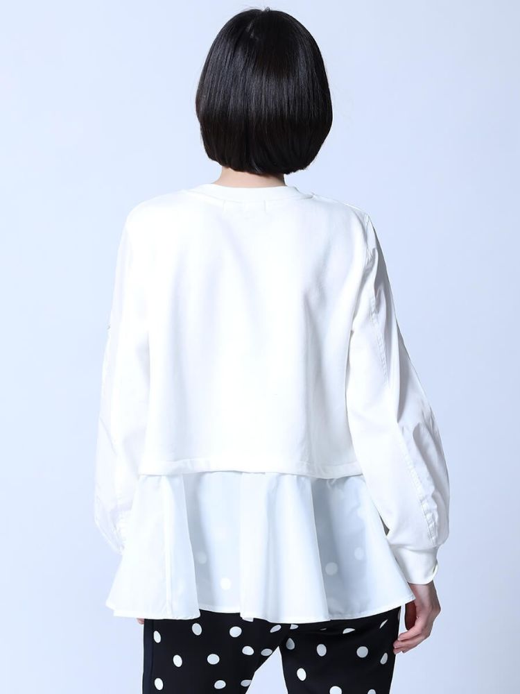 ラシュッド LASUD サイドボタンフレアヘムカットソー （ブラック） ブラック