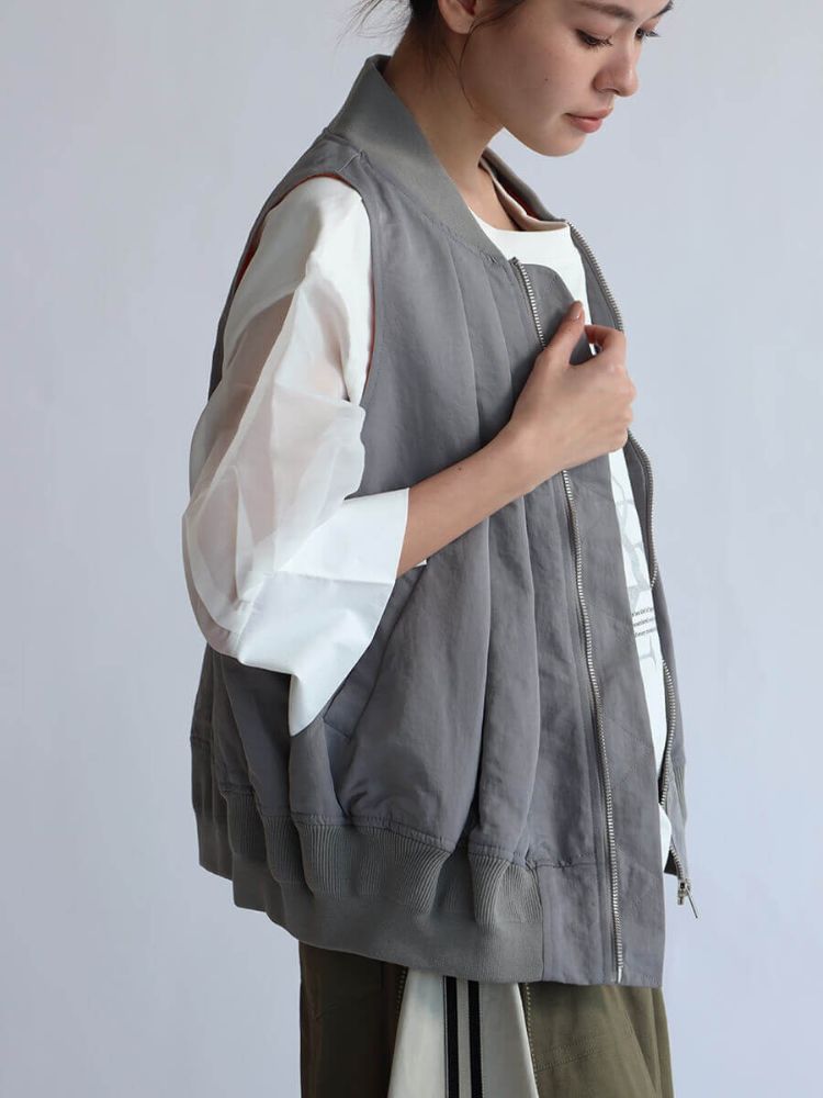 ラシュッド LASUD MICALLE MICALLE MA-1タックデザインベスト （ブラック） ブラック