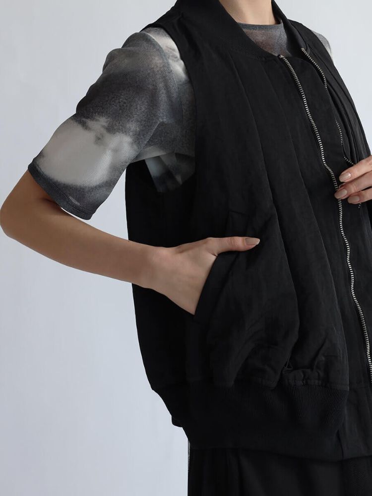 ラシュッド LASUD MICALLE MICALLE MA-1タックデザインベスト （ブラック） ブラック