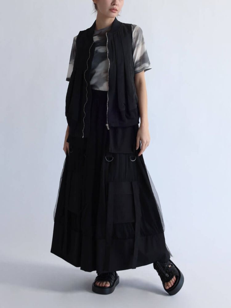 ラシュッド LASUD MICALLE MICALLE MA-1タックデザインベスト （ブラック） ブラック