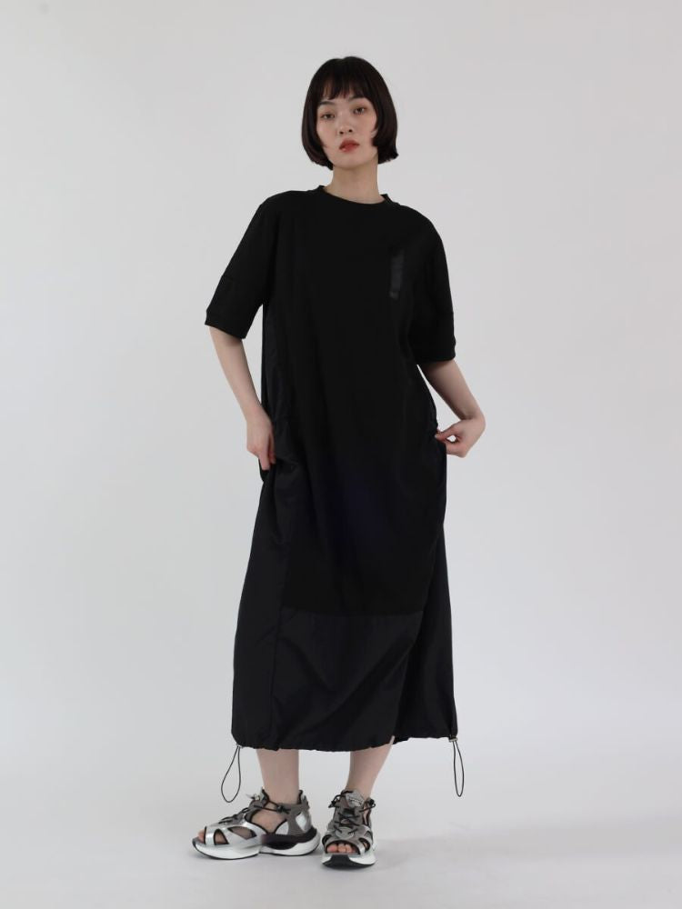 ラシュッド LASUD ドロストバルーンワンピース （ブラック） ブラック