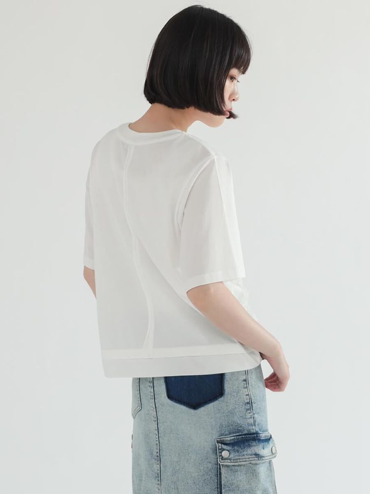 ラシュッド LASUD フリルデザインカットソー （チャコールグレー） チャコールグレー