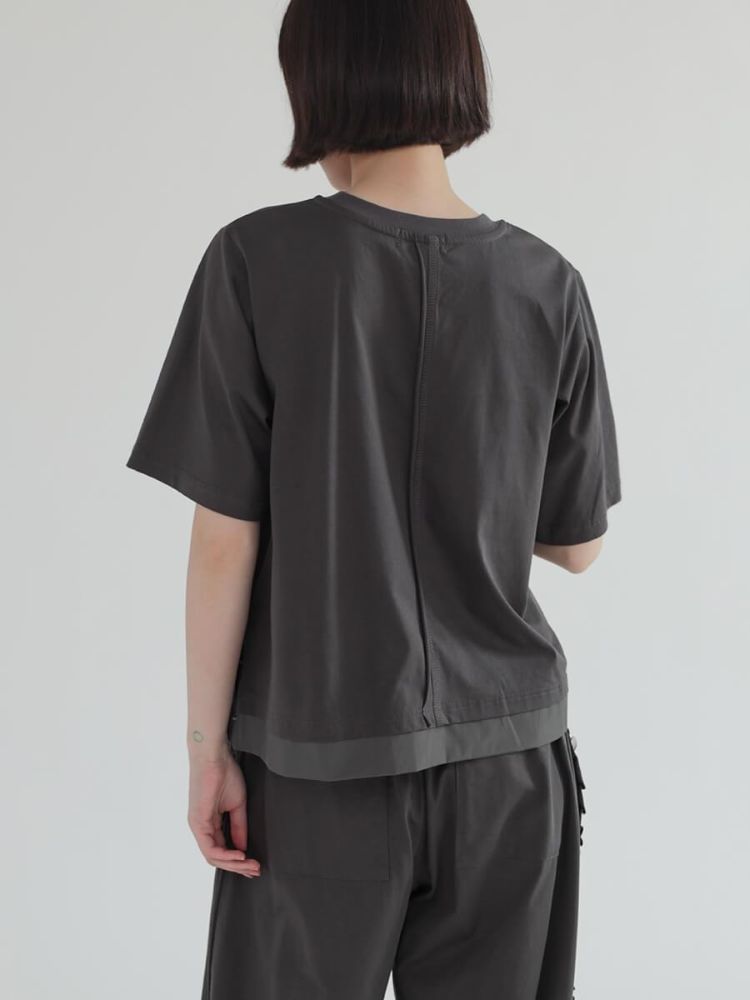 ラシュッド LASUD フリルデザインカットソー （チャコールグレー） チャコールグレー
