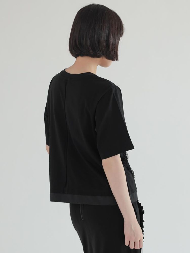 ラシュッド LASUD フリルデザインカットソー （チャコールグレー） チャコールグレー