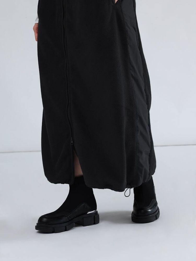 ラシュッド LASUD フロントジップフリーススカート （ブラック） ブラック