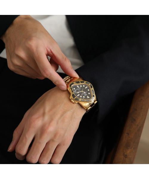 LAARVEE アナログ自動巻き時計 ブラックゴールド LAARVEE Luxury Silver-Gold & Black Men's Watch - PEA001-SGBLK