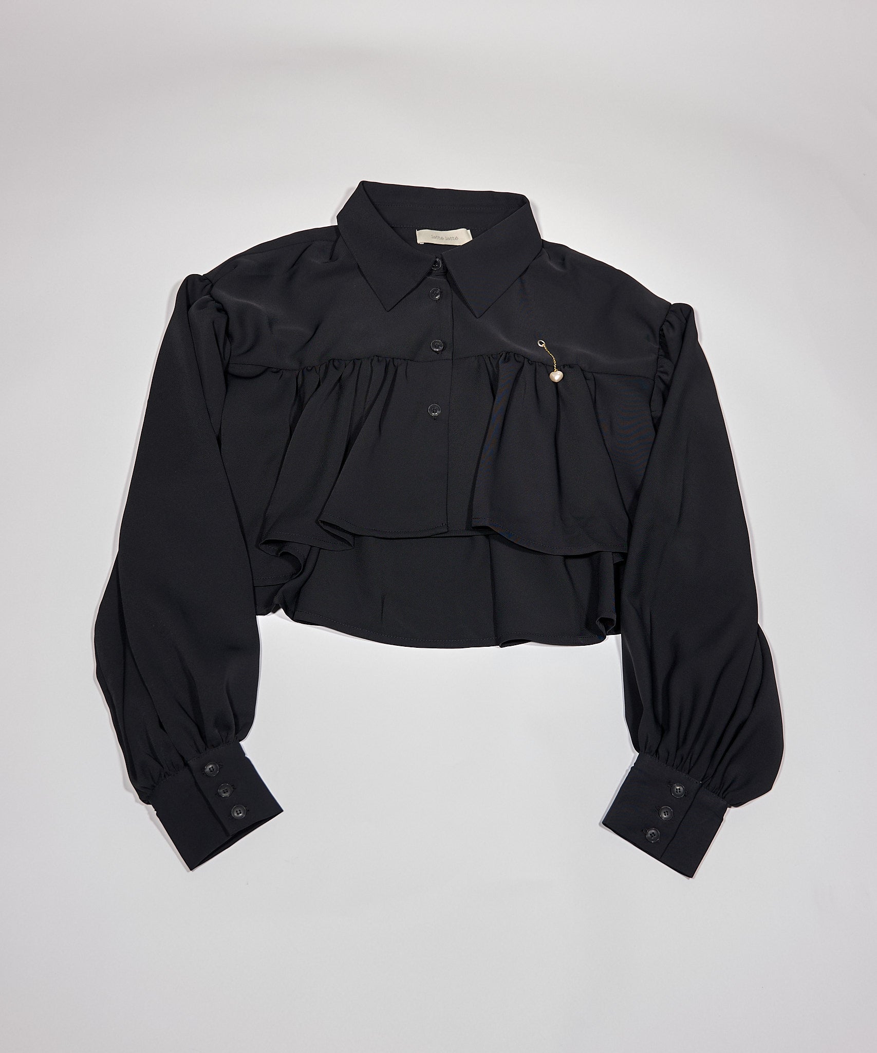 ラテラテ lattelatte クロップド ギャザーBL （ブラック） ブラック